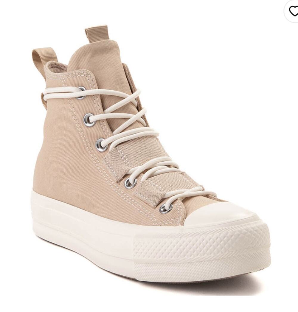 Converse Chuck Taylor All Star Hi Lift Sneaker Khaki White Size 8 Womens NEW